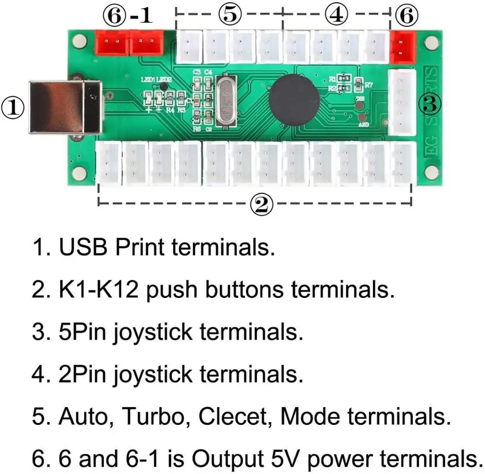 2 игрока DIY Kit USB энкодер к ПК джойстик + светодиодный Позолоченные аркадные кнопки