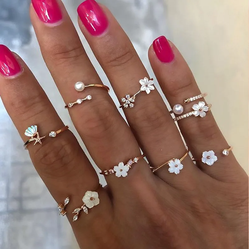 В стиле пэчворк с цветочным узором кольца для женщин Anillos Mujer Золотое кольцо Bagues