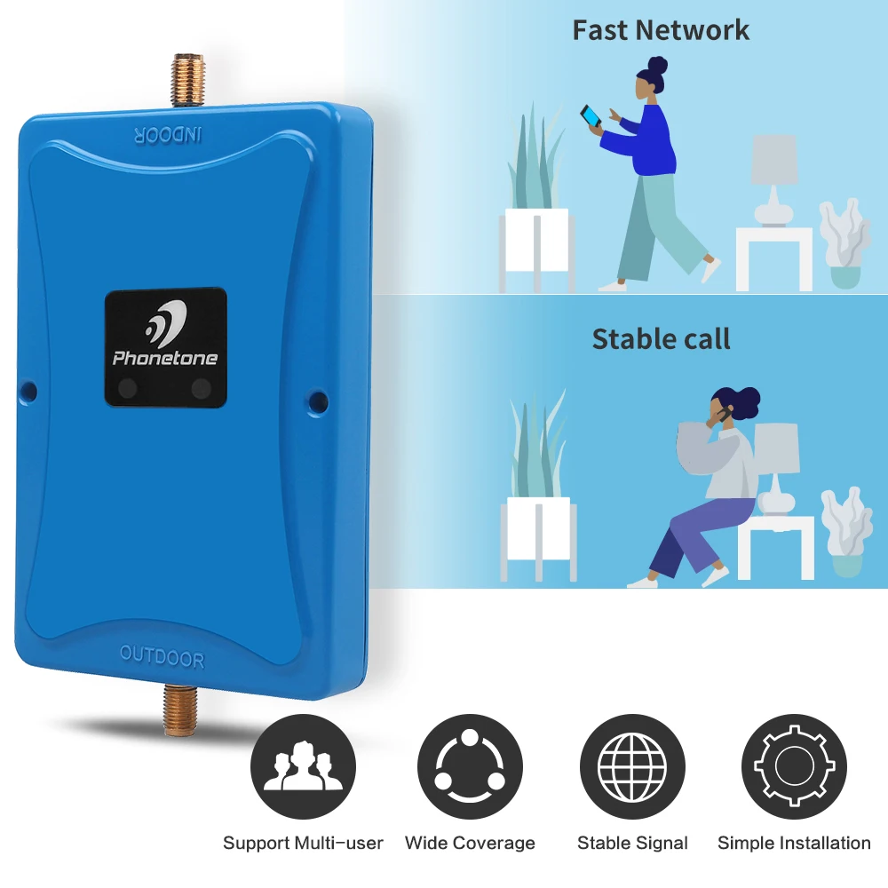 Усилитель сотового сигнала 4G усилитель LTE Band 20 и 7 800/2600 МГц 70 дБ сотовый телефон