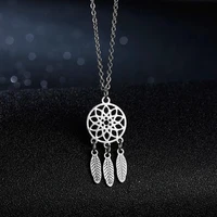 fashion retro stainless steel dream catcher pendant necklaces elephant cat choker long chain necklace jewerly gifts for women