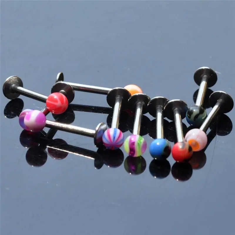 Pinksee 1 шт. разные цвета Нержавеющая сталь губ шпильки шарик из эпоксидной смолы