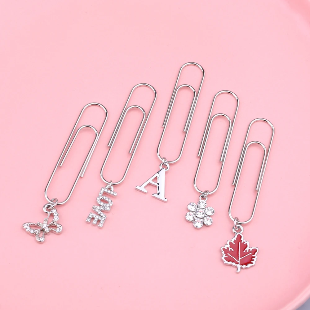 

5 pieces/set 50mm creative animal alphabet butterfly shell maple leaf paper clip bookmark decoration clip office supplies