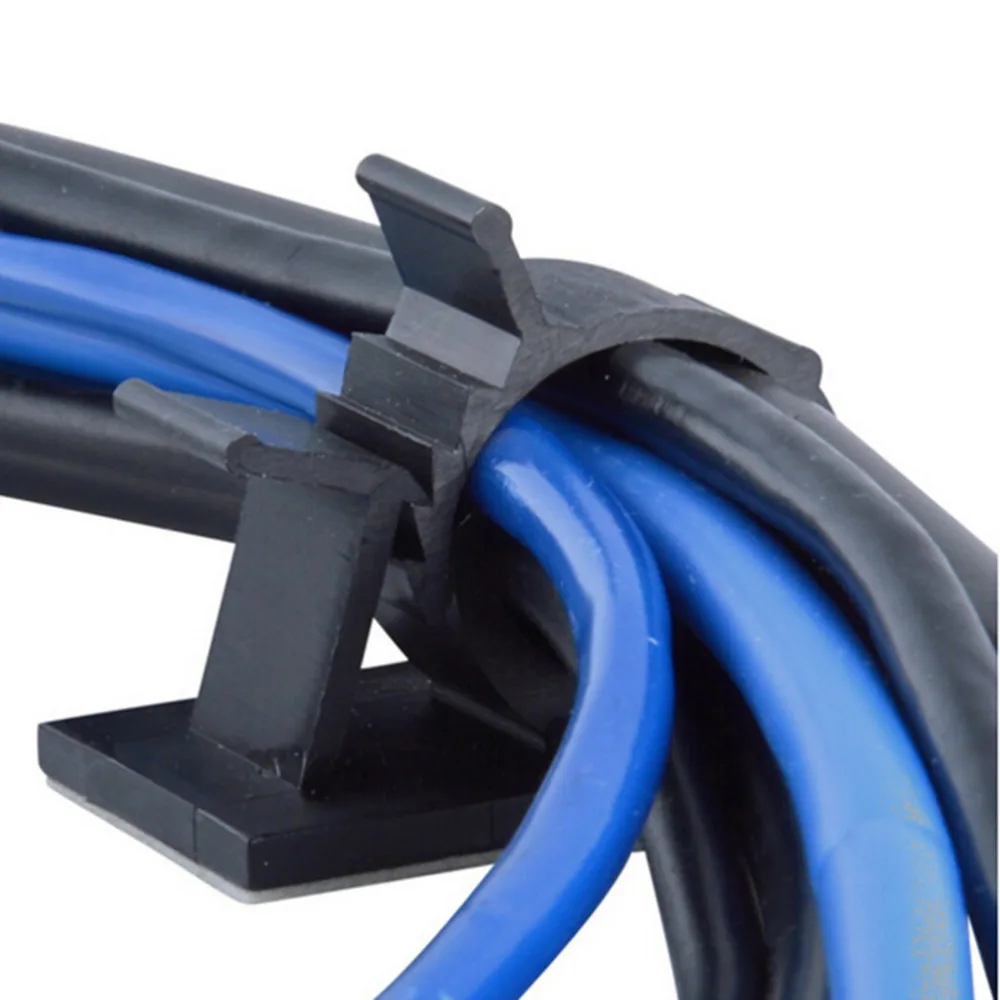 13 мм 10 шт черный провод держатель фиксированного клипса для зажим для автомобильной линии самоклеющиеся Шнур кабель провода прояснить зажи...