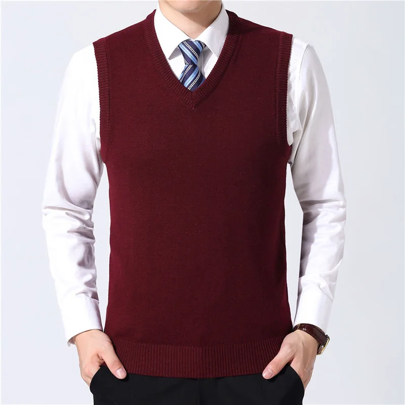 Zogaa Sweater Men Clothes Autumn Winter Warm Cashmere Wool Pullover Homme Classic Casual V-Neck Sleeveless Vest Sweaters