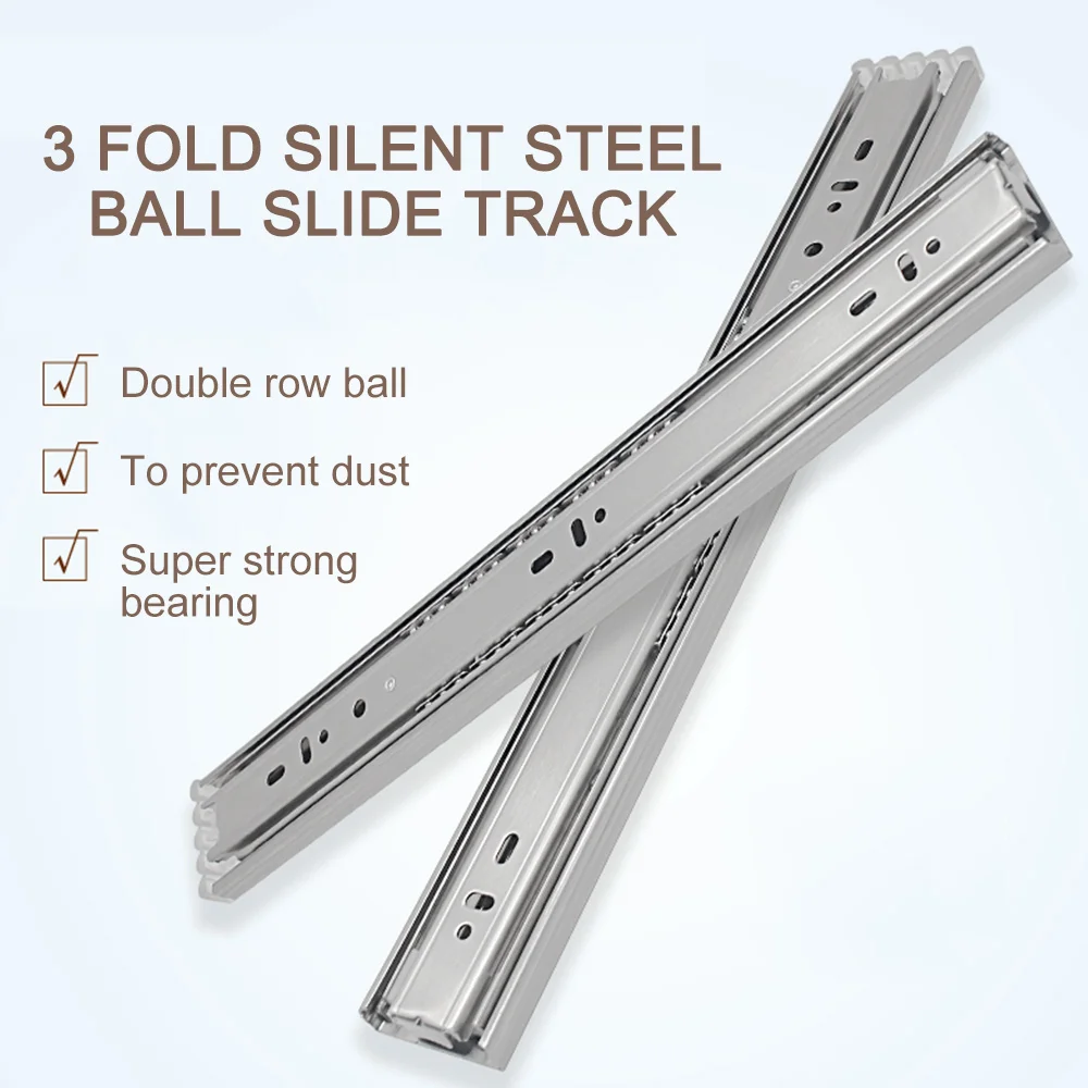 1 пара 3 раза бесшумный Сталь шариковый слайд трек с выдвижными ящиками