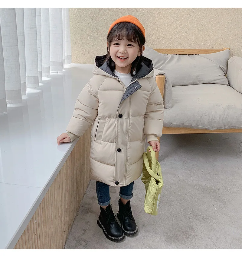 Enlarge Children's Winter Warm Coat Boys' Long Clothes 2022 New Girls' Winter Thick Coat Baby Thickened Clothes
