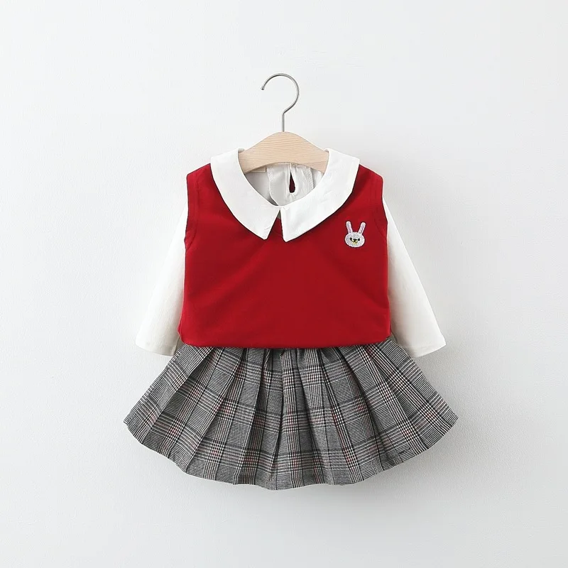 Костюм с рубашкой длинными рукавами для маленьких девочек одежда