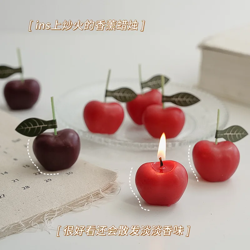 Simulation Fruit Cherry Cherry Scented Candles Creative Decoration Shooting Props Fruit Candle Birthday Happy New Year Gifts