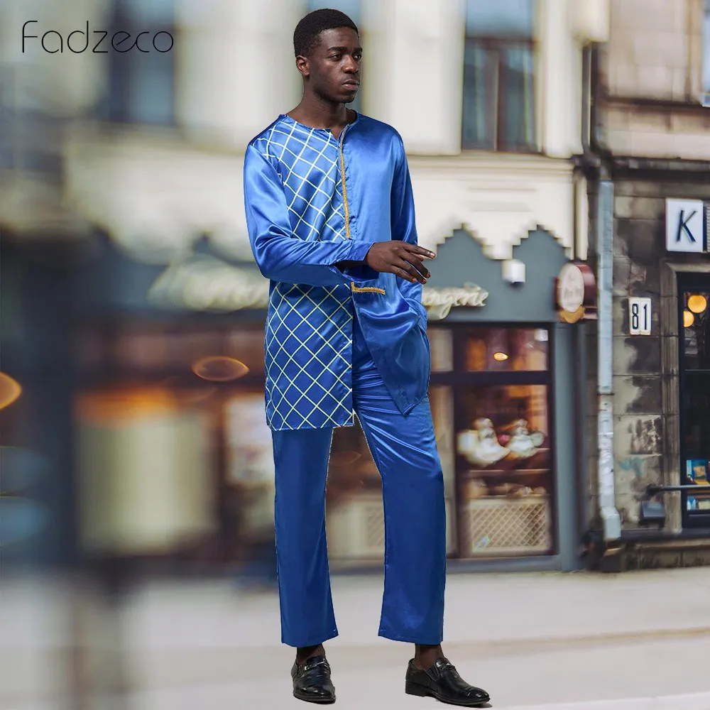 Мужской комплект из 2 предметов Fadzeco Dashiki топа и брюк в африканском стиле