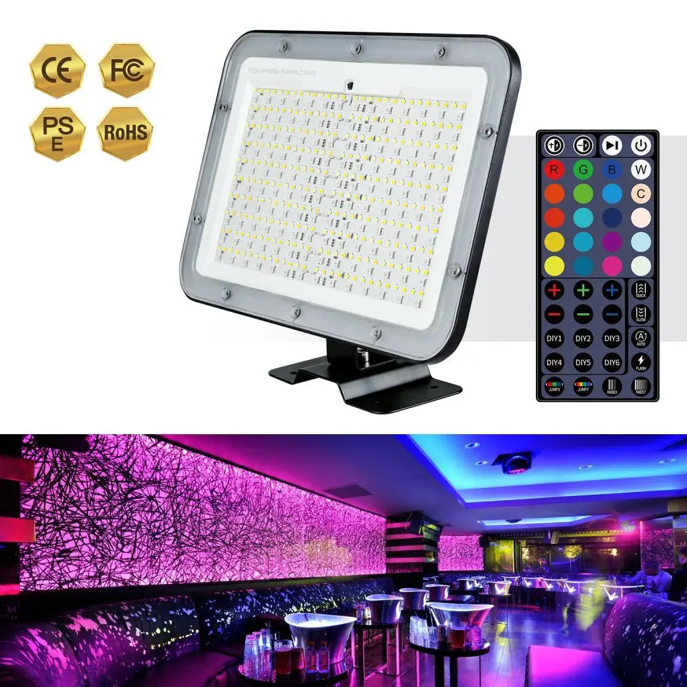 

Светодиодный прожектор, меняющий цвет, уличсветильник прожектор с дистанционным управлением, затемнение, таймер, водонепроницаемый ландша...