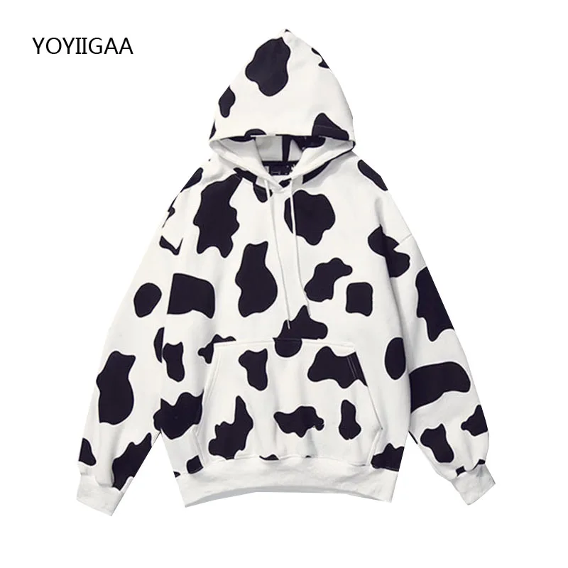 Cow Printed Women Hoodies 2 Piece Sets Autumn Winter Female Hoodie Tracksuits Thicken Warm Ladies Girls Hoodie Sweatshirt Suits