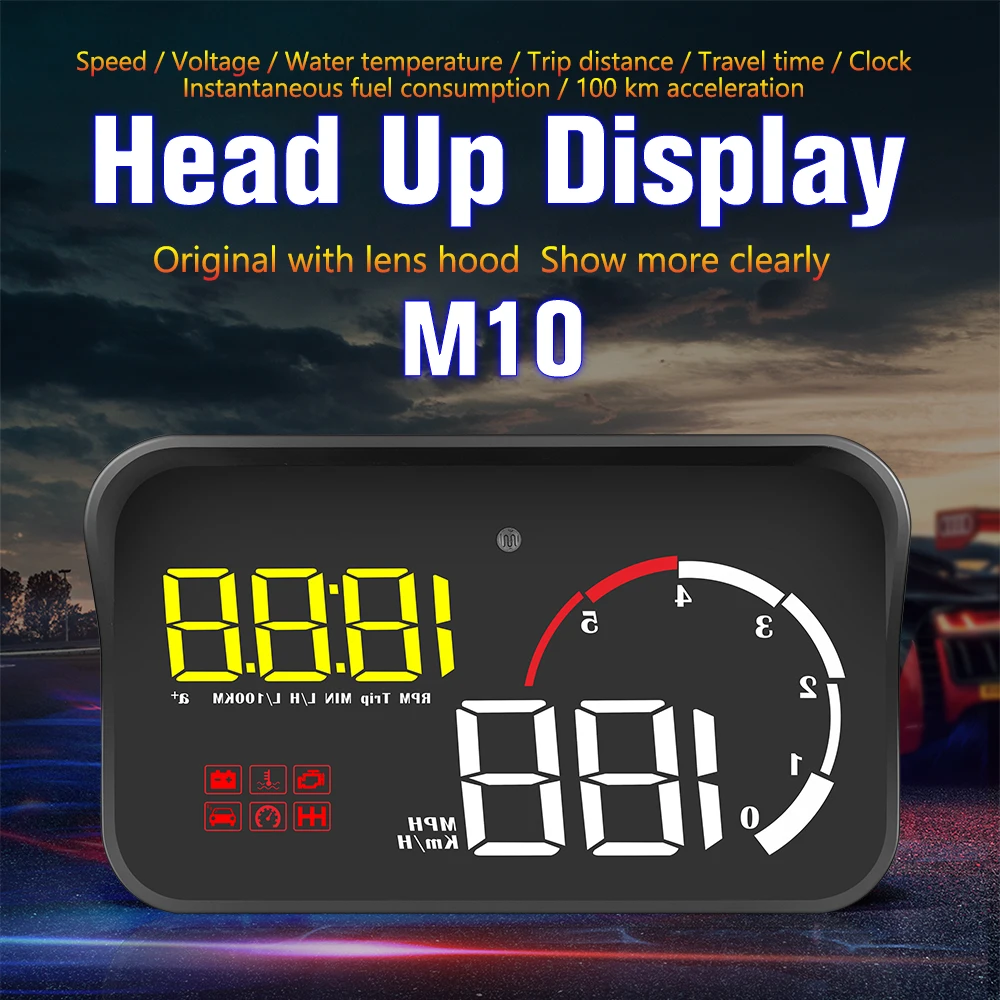 

M10 OBD2 HUD 3.5 inch Head Up Display Car Display Overspeed Warning Windshield Projector Security Alarm System Projector display