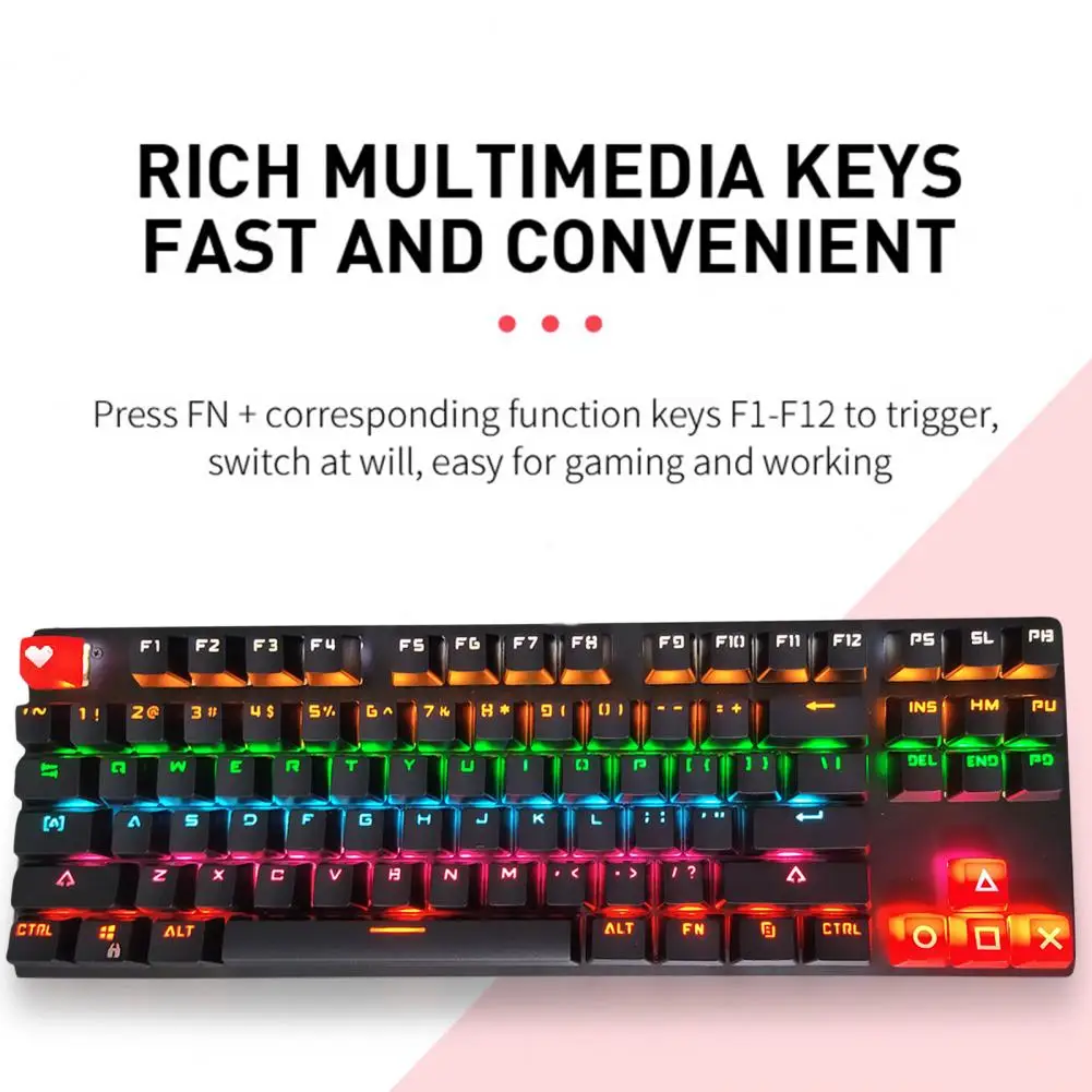 80% скидка 87 клавиш универсальная RGB подсветка Механическая USB Проводная игровая