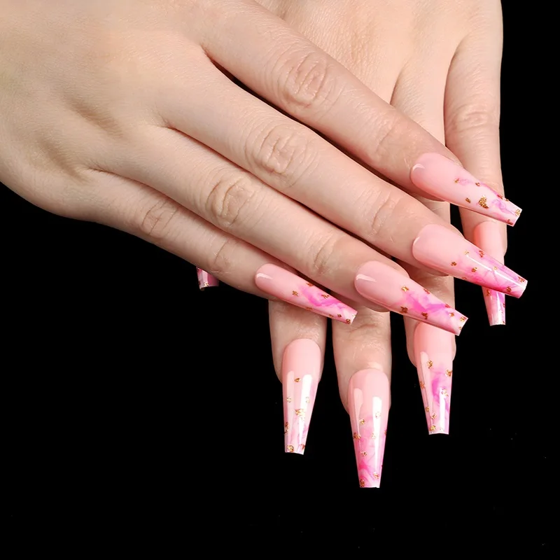 Красочные накладные ногти 24 шт. квадратные удлиненные акриловые Набор для