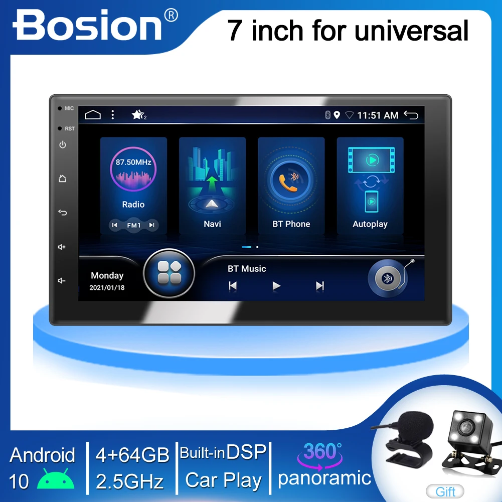 Автомагнитола 2DIN 4 Гб + 64 ГБ gps android 10 магнитола тюнер GPS-навигация RDS DSP