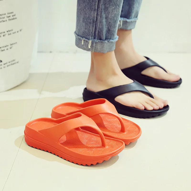 2021New Summer EVA Men And WomenCouples FlipFlops Soft Bottom Beach Shoes Non-Slip Solid Home Fashion Thick Bottom Wedge Sandals