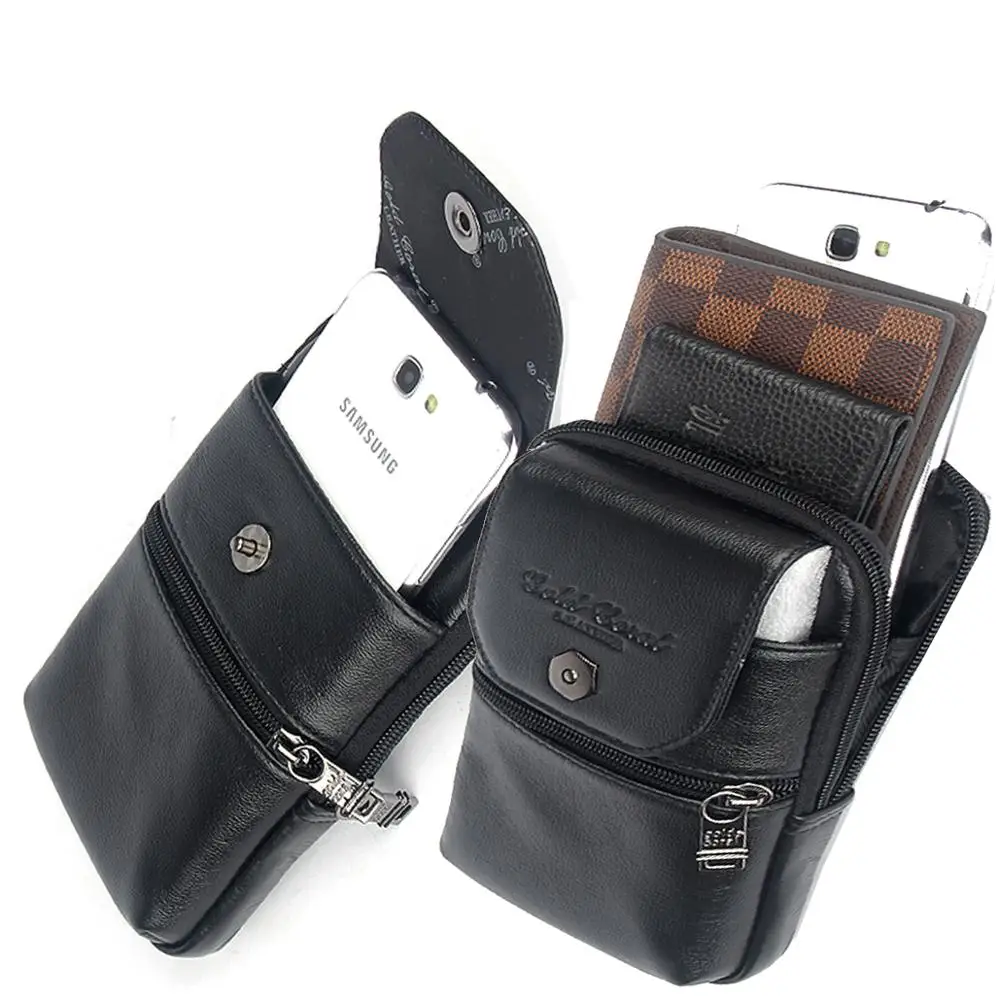 

Universal Casual Phone Pouch For iPhone 12 2020 11 Pro Max Xs XR X 6 7 8plus Case Belt Clip Holster Genuine Leather Bag Cover