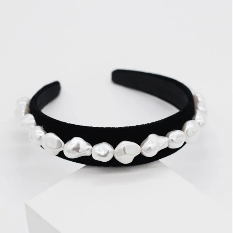 

New Baroque Bride Rhinestone Pearl Hairband Luxury Lady Hair Accessories Vintage Street Party Headband Women Geamstone Headwear