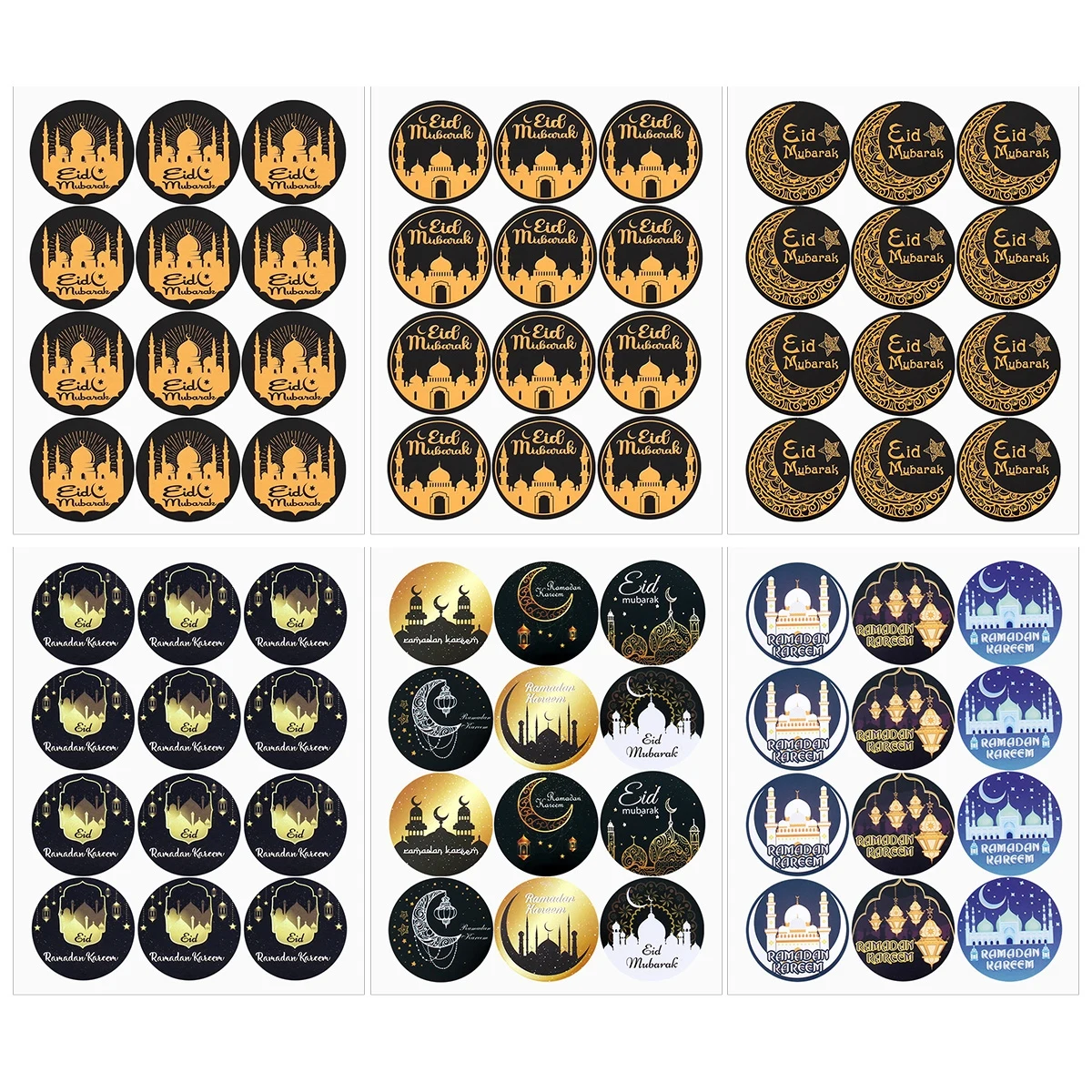 120 шт. бумажных наклеек для украшения Рамадана и Эйда Мубарака, подарочная ярлыковая печать, исламский мусульманский праздничный атрибут