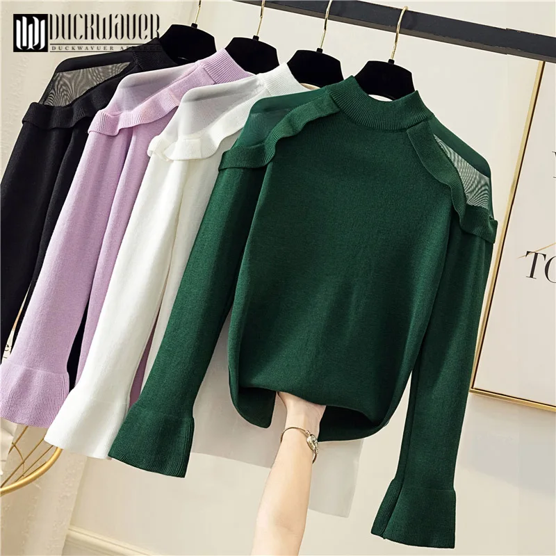 2019 Autumn Winter Women Pullovers Sweater Knitted Korean Elasticity Casual Jumper Fashion Slim Turtleneck Warm Female Sweaters | Женская