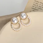 Изысканные милые Полые Круглые висячие серьги с имитацией жемчуга для женщин модные темпераментные Серьги Свадебная бижутерия подарок для девушки