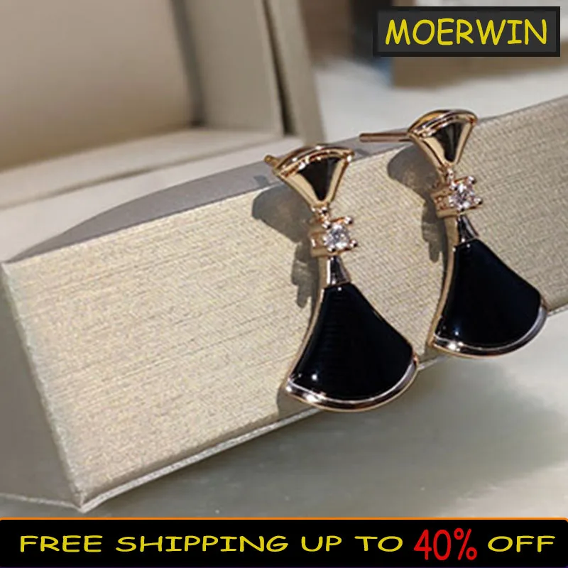 

Серьги женские серебряные, черные, с агатом