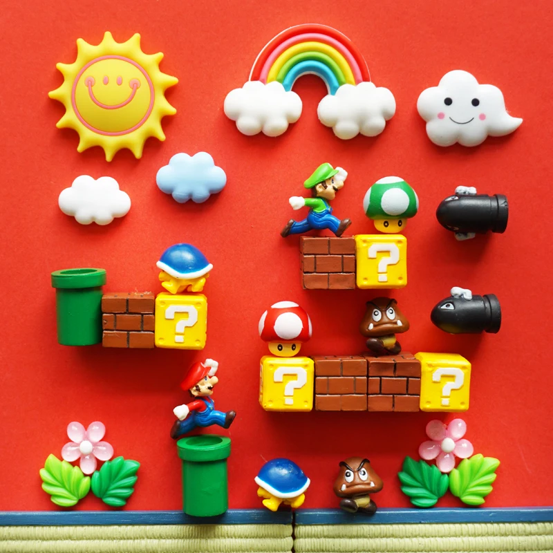31pcs Super Mario Brothers Sunny 3D Magnet Creative Magnetic Paste Refrigerator Stick Home Ornaments Monster Anime Toys | Игрушки и
