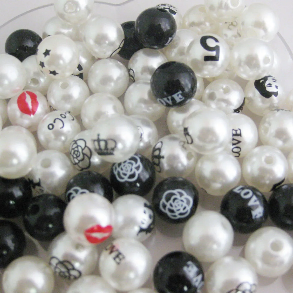 70 шт./кор. печатных жемчуг Круглые бусины 10 мм для изготовления украшений DIY