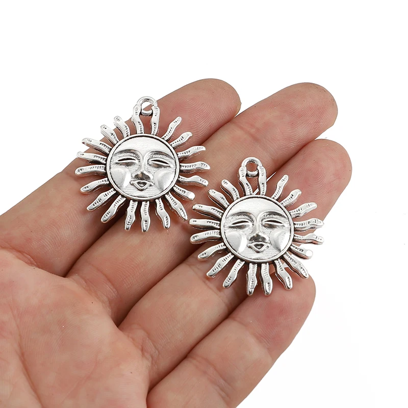 

10pcs Antique Sliver Alloy Sun Face Pendant Charms For Jewelry Findings Making Handmade Bracelets Necklace Pendants Accessories