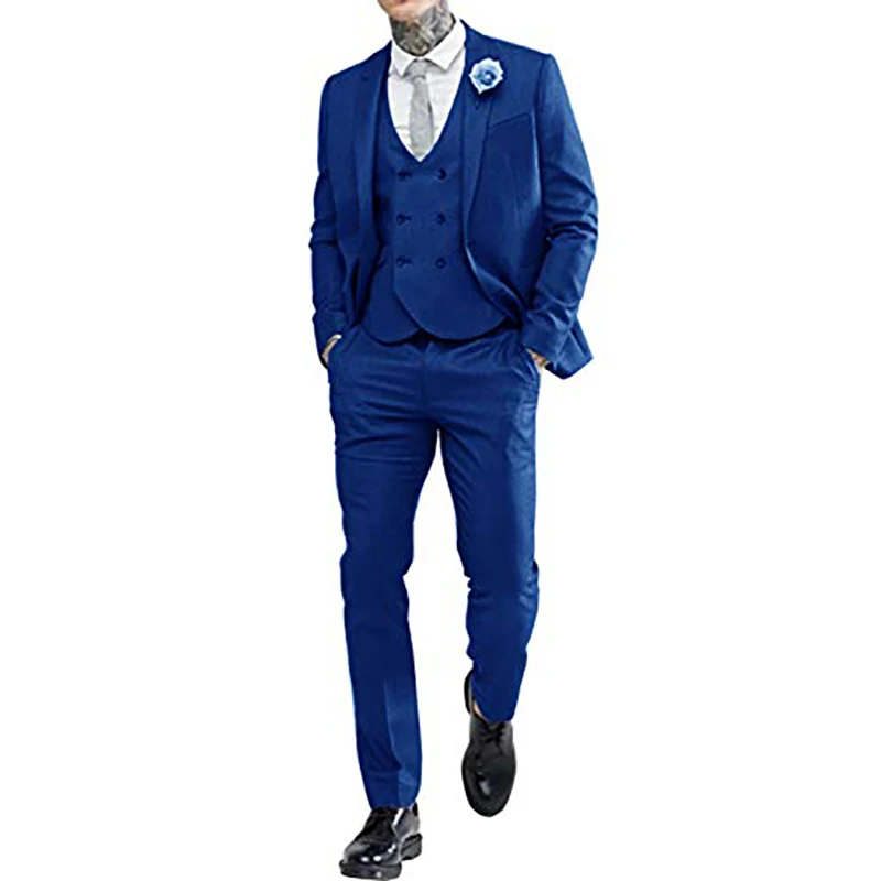

Men's Casual Slim Fit Suits Classic 3 Piece Jacket Vest and pants Sets Formal 2 Button Wedding Groom Blazer Terno Masculino