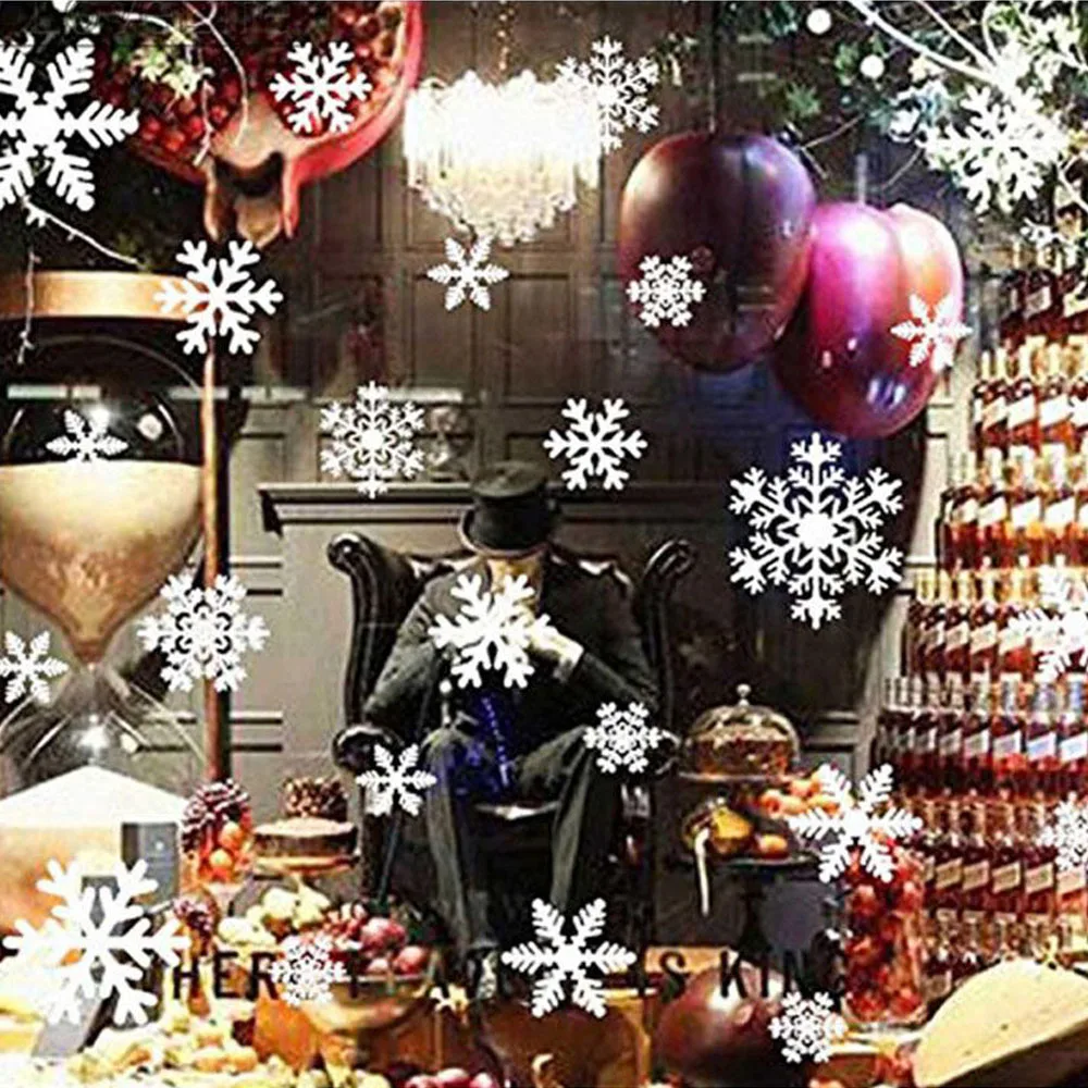 27 шт./компл. Рождественская Снежинка наклейки многоразовые детская зимняя Room