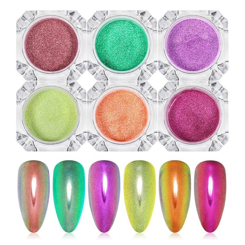 0 3 г/кор. красочный порошок для ногтей сверкающий зеленый фиолетовый блеск