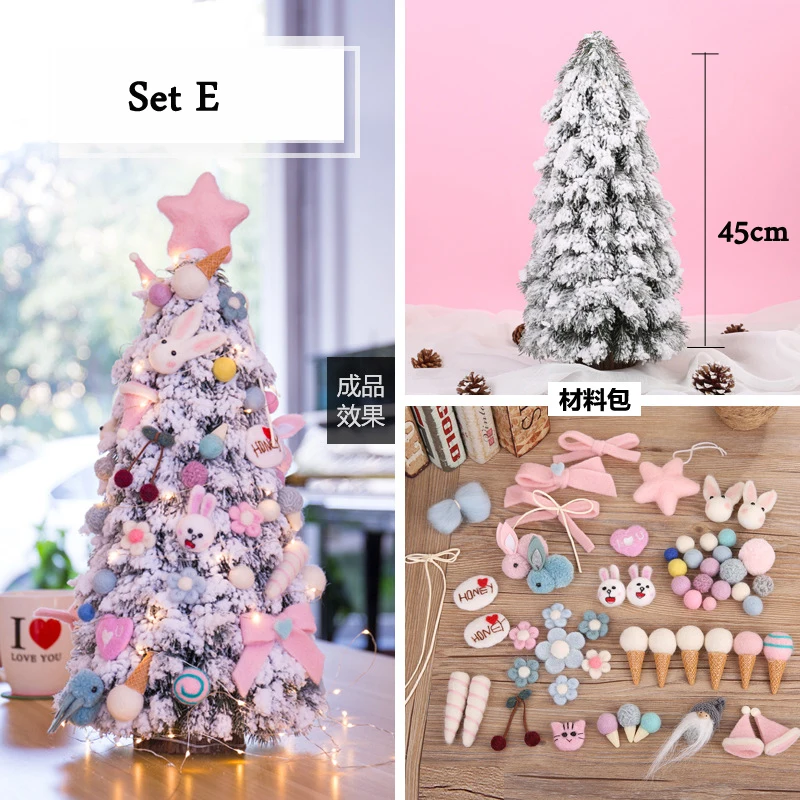 Set E 45 см/50 см/60 см мини-искусственная столешница для украшения снежной елки светодиодный Декор для дома рождественские украшения DIY подарок на год - Цвет: Set E