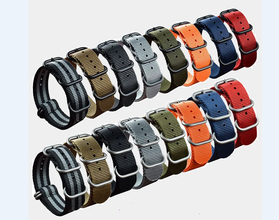 

Suitable for nato zulu straps wholesale 1 Thick nylon watch with 18 mm-28 mm optional striped rainbow canvas replacement bracele
