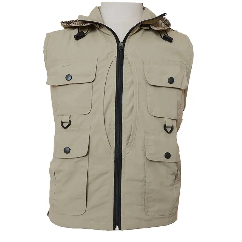 Многофункциональный мужской жилет фотографа с капюшоном водонепроницаемый