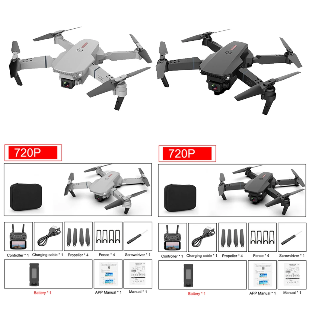 2 шт. E88 Pro Радиоуправляемый Дрон jjrc w/ 720P Камера видео в режиме реального времени GPS