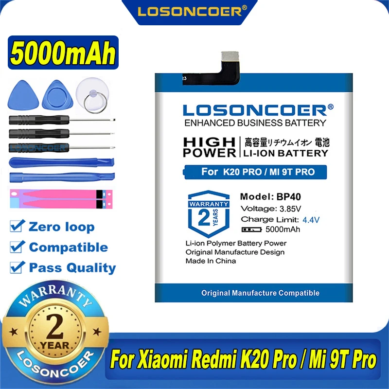 Аккумулятор LOSONCOER 5000 мАч BP40 для телефона Xiaomi Redmi K20 Pro / Mi 9T Pro|Аккумуляторы