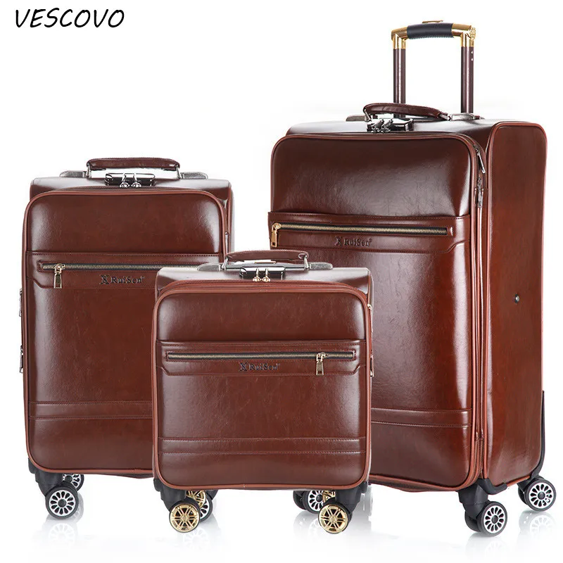 Деловой чемодан VESCOVO luggage16 20 24 дюйма высококачественный из искусственной кожи