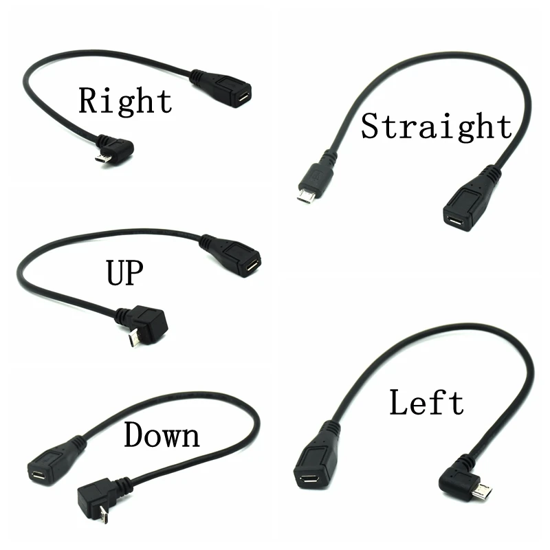 Переходник-удлинитель Micro USB 2 0 5Pin Папа-мама под углом 90 градусов