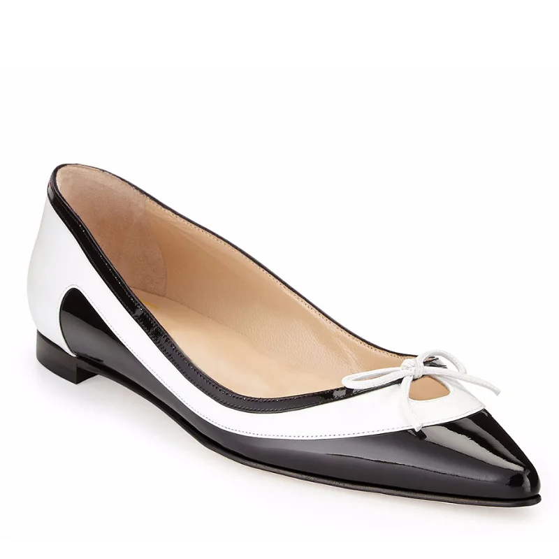 Женские туфли на плоской подошве с острым носком 4 сезона|flat shoes|women flatsblack and white shoes