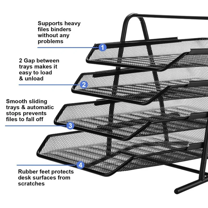 

High Quality Office Filing Trays Holder A4 Document Letter Paper Wire Mesh Storage Organizer Metal Wire Storage Holder