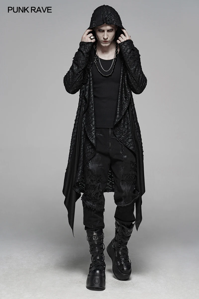 Мужской Готический винтажный вязаный кардиган в стиле панк-рейва Свободный с