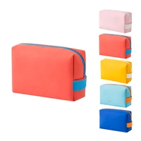 1pcs bright color makeup bag portable business travel organizer womens cosmetic bag pouch pu leather waterproof comestic case