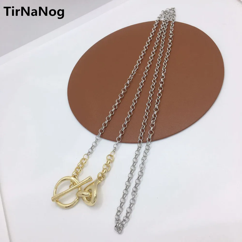 

Metal Double Color Stitching Collarbone chain Necklace Gift Pendant Necklace Exaggerated Geometry Multilayer Fashion Jewelry