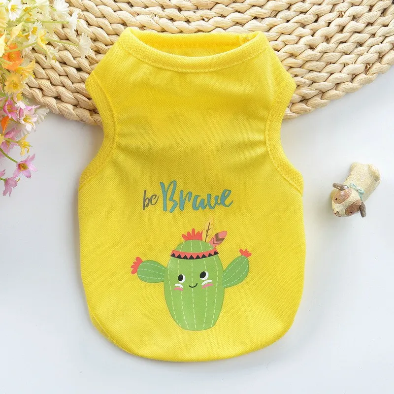 Мультяшная Одежда для собак тонкий летний милый жилет йоркширского терьера
