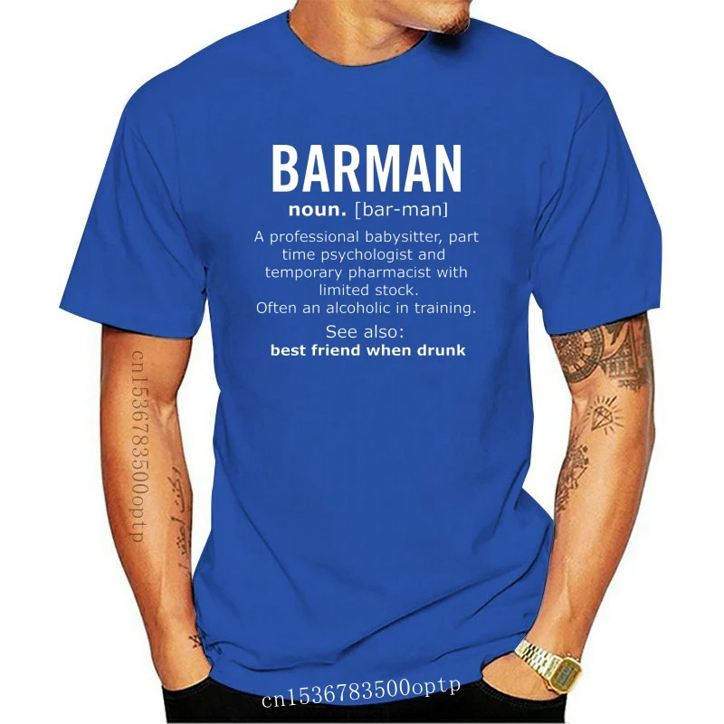

New Summer Style 100% Cotton Barman Noun Job Definition Funny Description Mens T-Shirt Tee Shirt