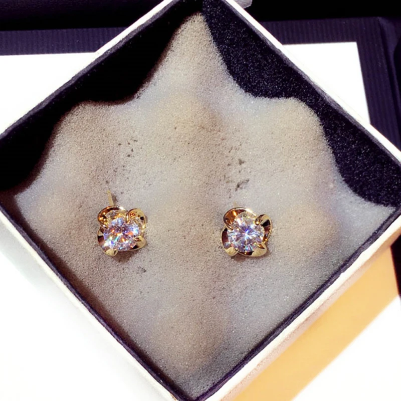 

High Quality 14K Real Gold Beautiful Flowers Earrings for Women Top Designer Luxury Jewelry AAA Zirconia S925 Silver Needle Stud