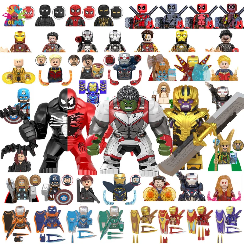 

Disney Blocks Marvel Iron Man Mecha Figures Building Blocks Hulk Thanos Spider Man Bricks Mini Toys For Kids Christmas Gifts