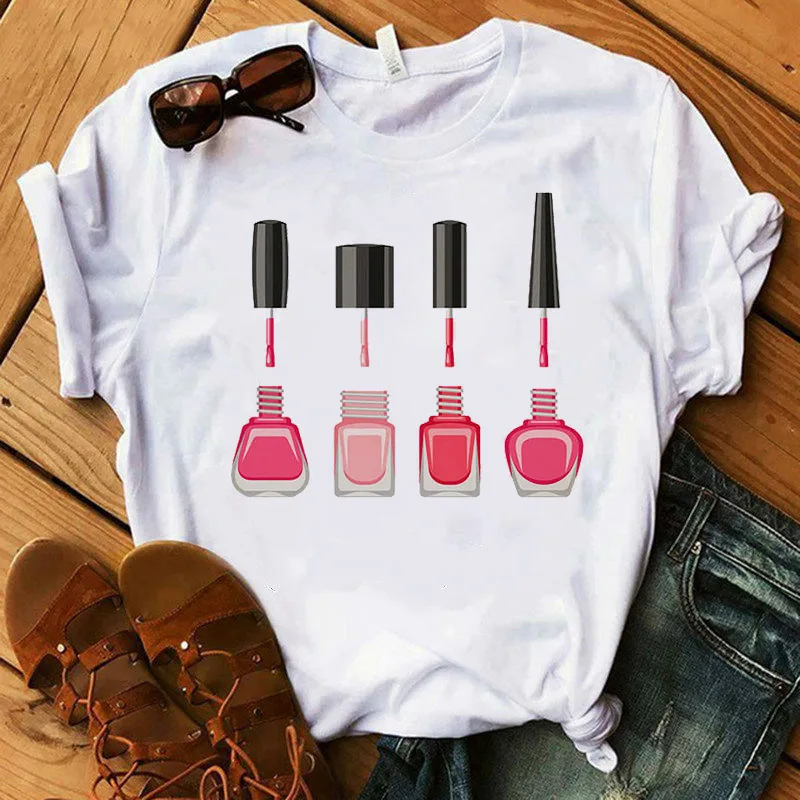 

Summer Women T Womens Graphic 3D Finger Nail Paint Color Fashion Cute Printed Top Tshirt Female Tee Shirt Ladies Clothes T-shirt