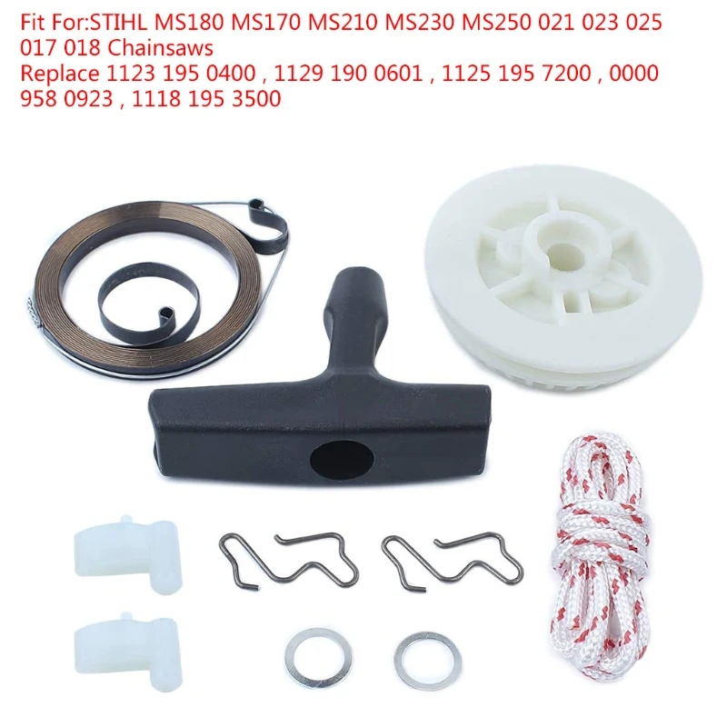 

Recoil Pull Starter Spring Pulley Handle Grip Rope Kit For STIHL MS180 MS170 MS210 MS230 MS250 021 023 025 017 018 Chainsaws